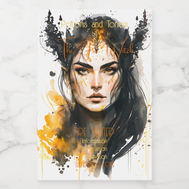 Create Your Own Yellow Witch Food Label (Single Label)