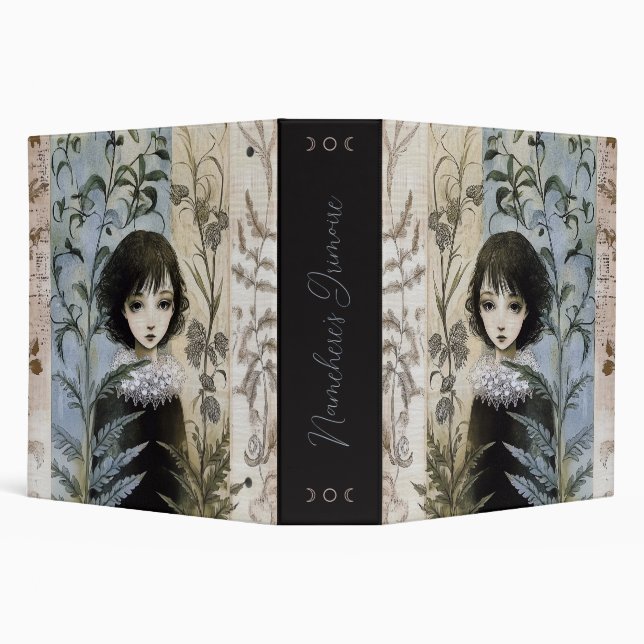 Create Your Own Young Hedge Witch Botanical 3 Ring Binder (Background)