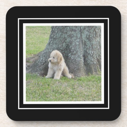 Create Your Own Your Photo Template Black  White Beverage Coaster