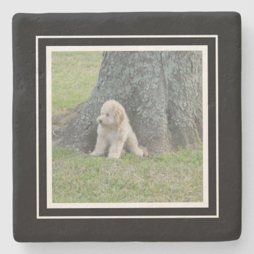 Create Your Own Your Photo Template Black  White Stone Coaster