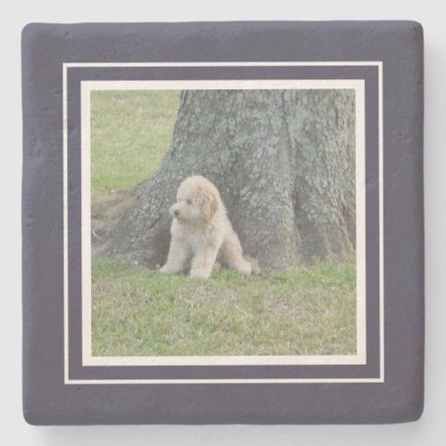 Create Your Own Your Photo Template Blue  White Stone Coaster