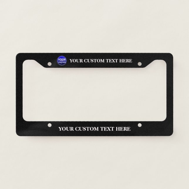 Create your owner's custom logo/editable template license plate frame (Front)