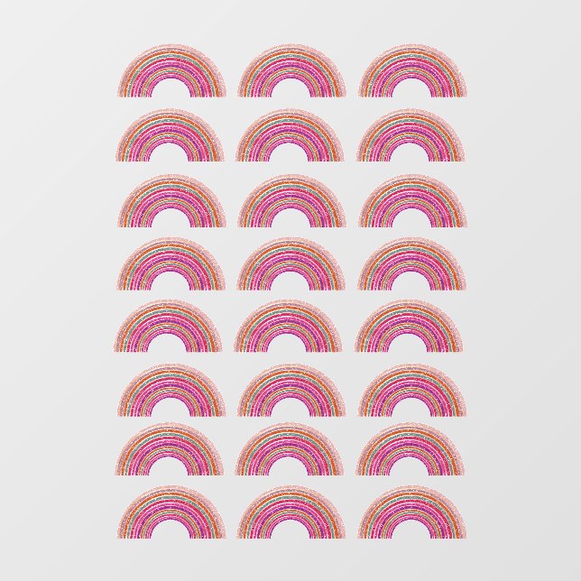 Create Your Pattern Cute Girl Pink Glitter Rainbow Wall Decal (Front)