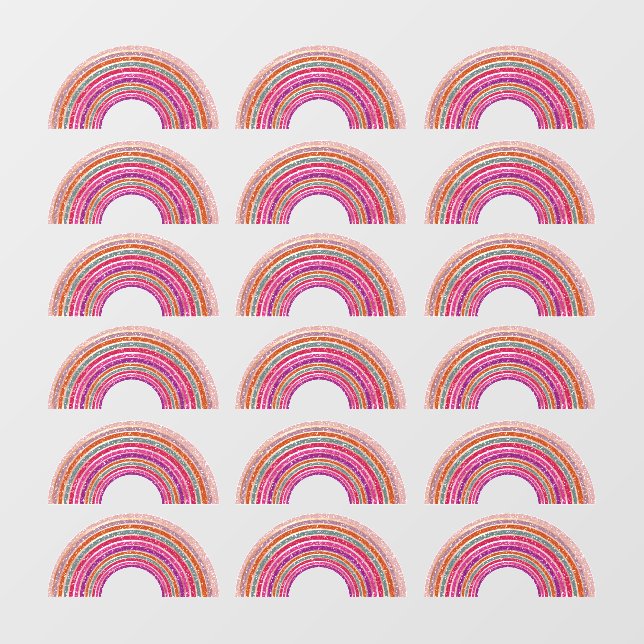 Create Your Pattern Cute Girl Pink Glitter Rainbow Wall Decal (Front)