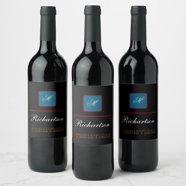 create your personalize simple christmas  wine label (Bottles)