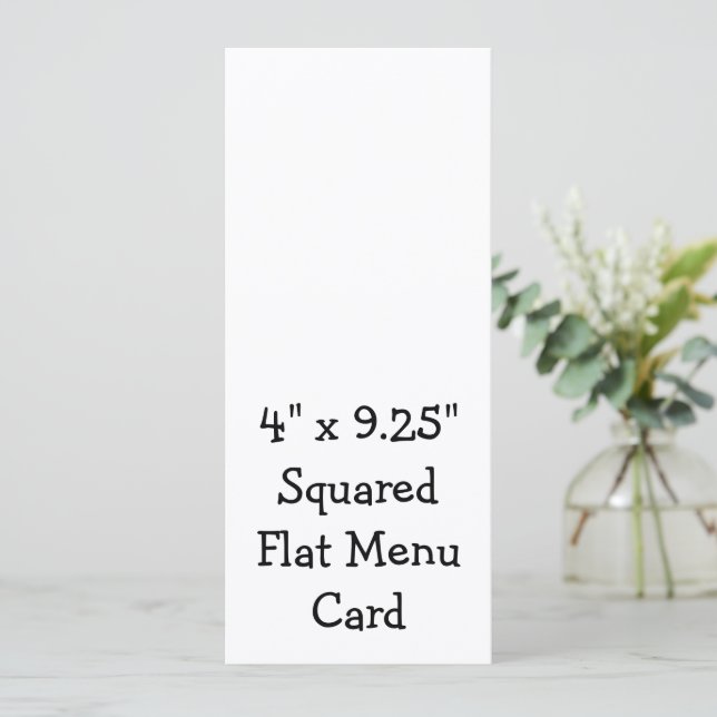 Create Your Personalized 4" x 9.25" Squared Flat Menu (Standing Front)