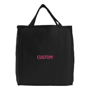 Create Your Personalized Black Embroidered Tote Bag
