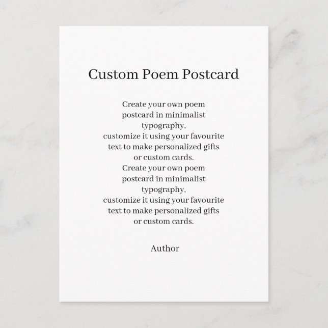 Create Your Personalized Custom Poem Postcard (Front)