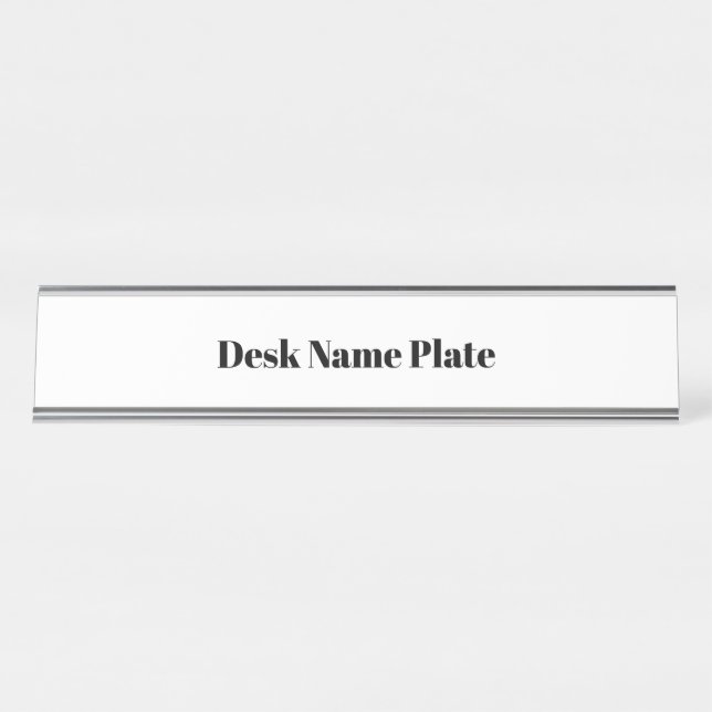 Create Your Personalized Long Silver Desk Name Plate (Front)