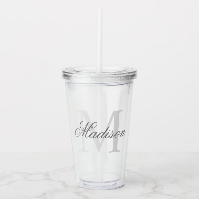 Create Your Personalized Monogram Name Acrylic Tumbler (Front)