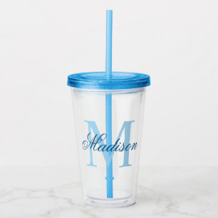 Create Your Personalized Monogram Name Blue Acrylic Tumbler
