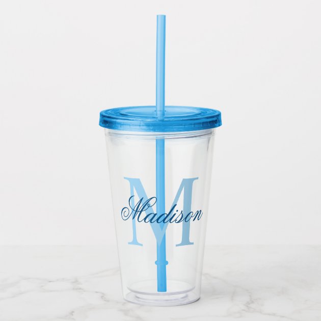 Create Your Personalized Monogram Name Blue Acrylic Tumbler | Zazzle