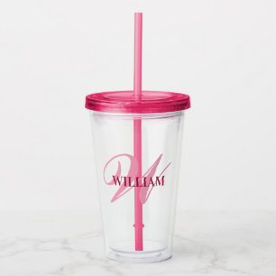 Create Your Personalized Monogram Name Pink Acrylic Tumbler