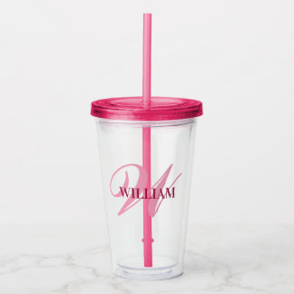 Create Your Personalized Monogram Name Pink Acrylic Tumbler