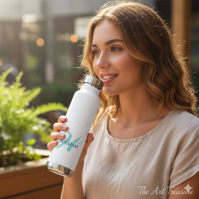 Create Your Personalized Monogram Name White Water Bottle (Creator Uploaded)