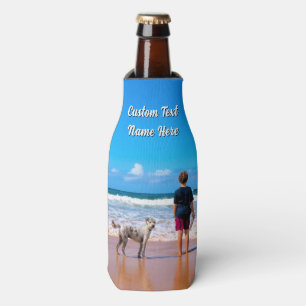 Create Your Pet Photo Bottle Cooler Custom Text