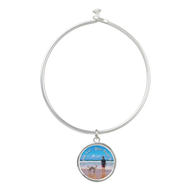 Create Your Pet Photo Bracelet Gift With Text Name (Front)
