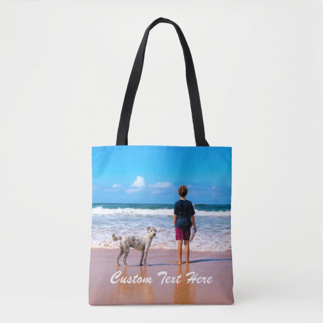 Create Your Pet Photo Tote Bag with Custom Text (Front)