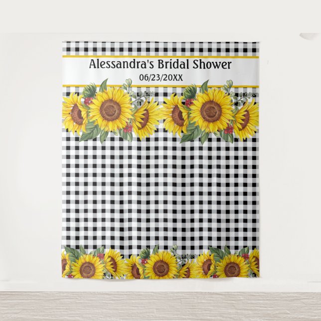 Create Your Photo Booth Backdrop Gingham Sunflower (Front)