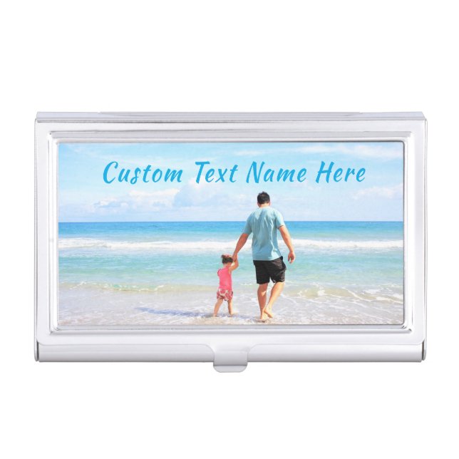 Create Your Photo Business Card Case Custom Text (Front)