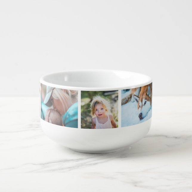 Create Your Photo Collage Custom Modern Soup Mug (Front)