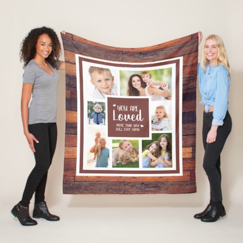 Create Your Photo Collage Rustic Dark Wood Fleece Blanket