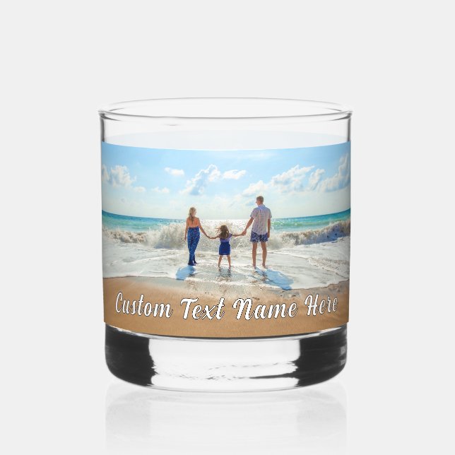 Create Your Photo Custom Text Name Personalized Whiskey Glass (Front)