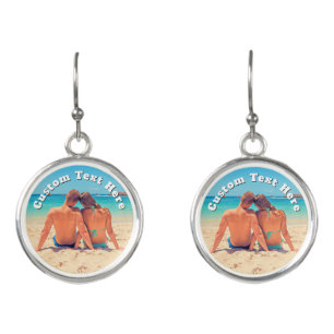 Create Your Photo Earrings Gift Personalized Text