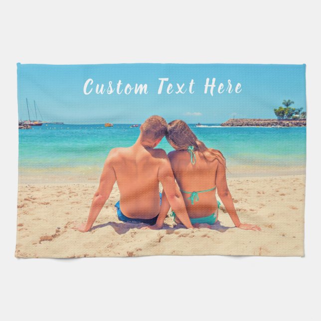 Create Your Photo Kitchen Towel Gift Custom Text (Horizontal)