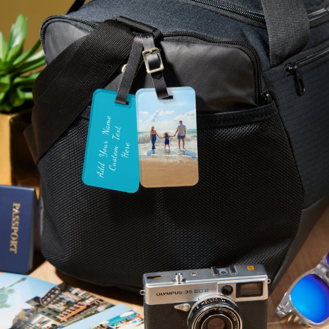 Create Your Photo Luggage Tag Personalized Text (Front & Back)