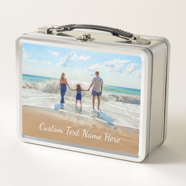 Create Your Photo Metal Lunch Box with Custom Text (Front)