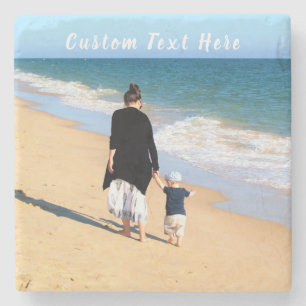 Create Your Photo Stone Coaster Gift Custom Text