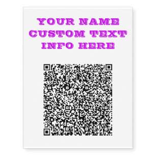 Create Your QR Code Temporary Tattoos Custom Text