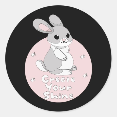 Create Your Shine Kawaii Funny Bunny Pink Classic Round Sticker
