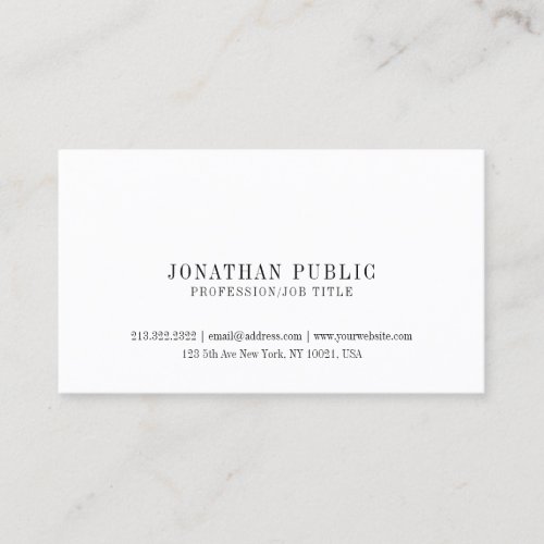 Create Your Simple Modern Classy White Plain Business Card