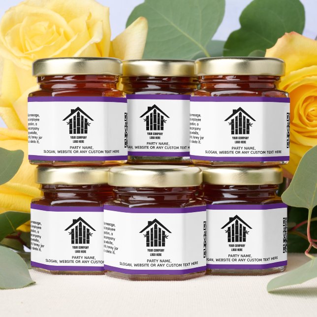 Create your Unique Personalized Bus Logo Text & QR Honey Jar Favors (Insitu)