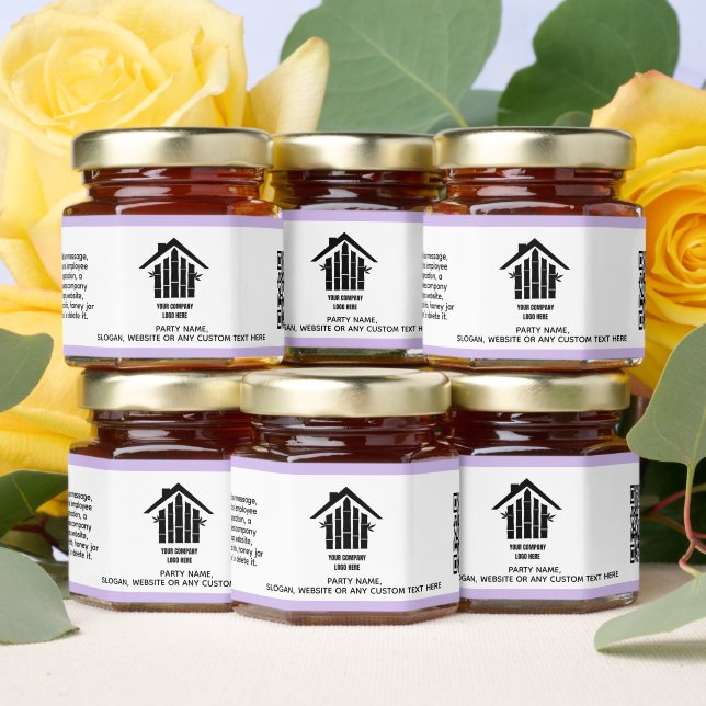 Create your Unique Personalized Bus Logo Text & QR Honey Jar Favors (Insitu)