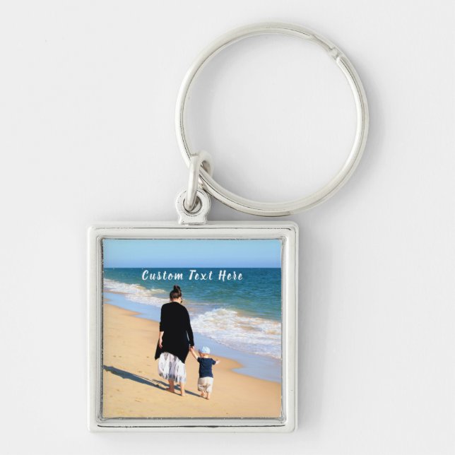 Createb Your Own Photo Keychain Gift Custom Text (Front)
