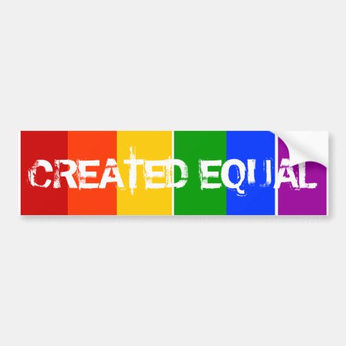 CREATED EQUAL GAY LGBT RAINBOW BUMPER STICKER
