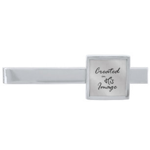 Created in His Image Christian Quote Silver Finish Tie Clip
