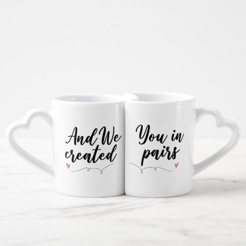 Created in Pairs Elegant Quote with Black Text Coffee Mug Set