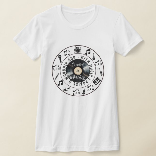 Created to Worship Record Player T-Shirt (Laydown)