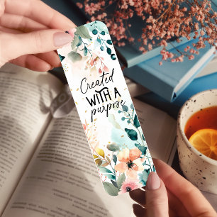 Created with a purpose Botanical Christian  Bookmarks