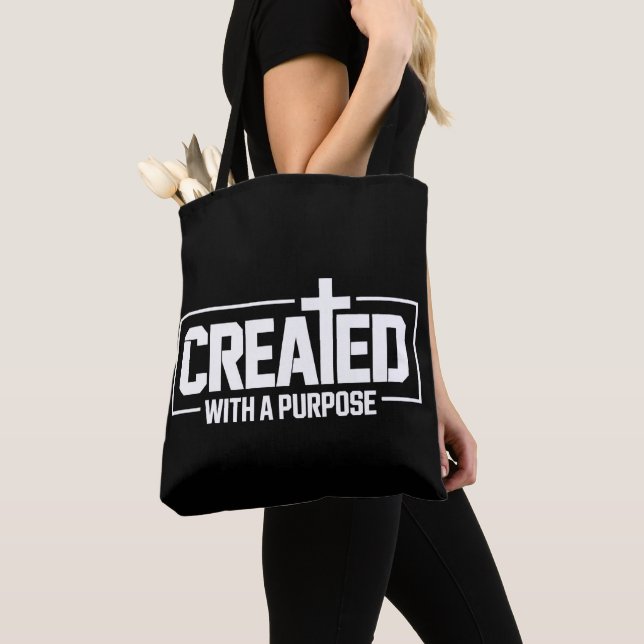 Created With A Purpose Christian Blessed Bible  Tote Bag (Close Up)