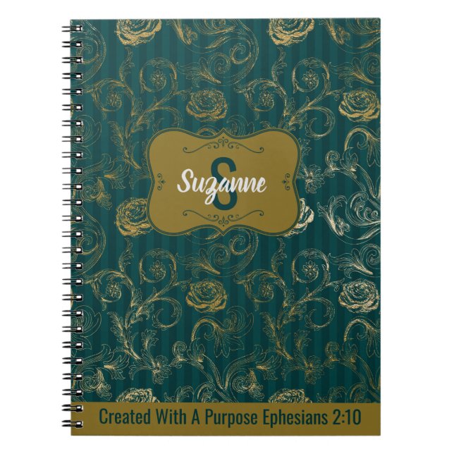 Created With A Purpose Ephesians 2:10 Floral Notebook (Front)