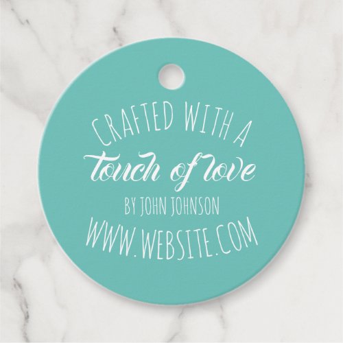 Created With A Touch Of Love Custom Cyan Favor Tags