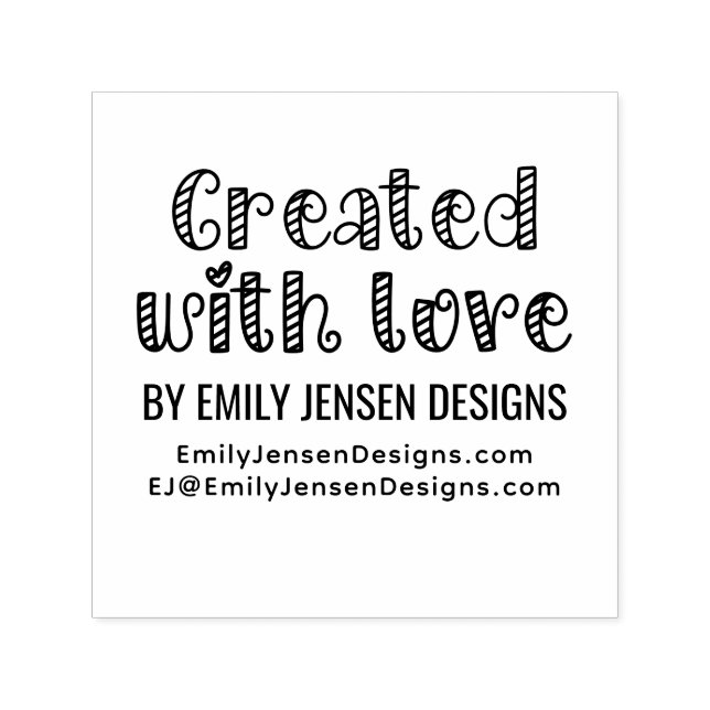 Created with Love #2 Business Name Website URL Self-inking Stamp (Design)