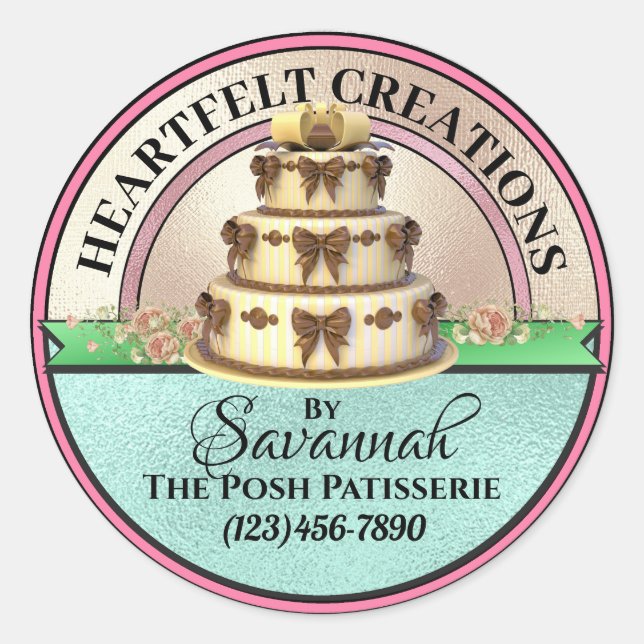 Created With Love Elegant Cake Sticker (Front)