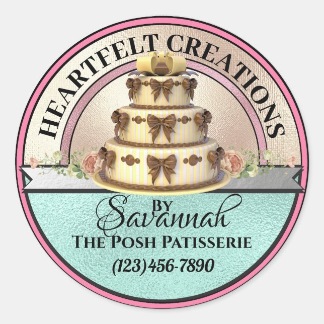 Created With Love Elegant Cake Sticker (Front)