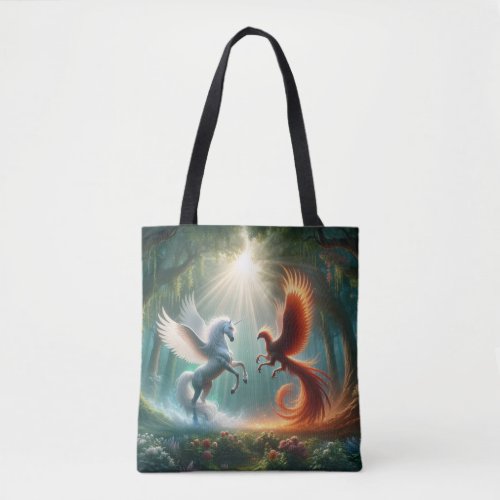 Creation and Rebirth Unicorn and Phoenix  Tote Bag